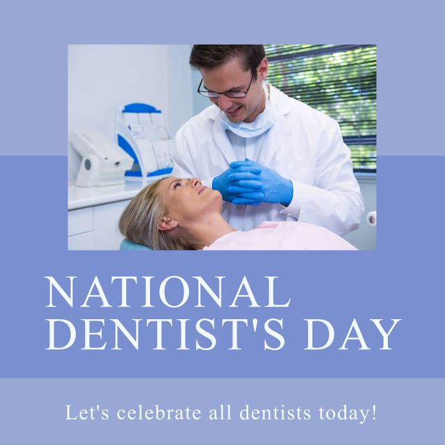 Perfect for National Dentist's Day promotions, healthcare awareness campaigns, dental clinic advertisements, and social media posts highlighting the importance of oral health and celebrating dentists. Ideal for use on websites, flyers, and newsletters within the healthcare and dental industry.