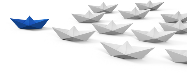 A blue paper boat standing out among white ones on a transparent background - Download Free Stock Videos Pikwizard.com