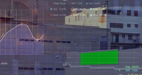 Futuristic Urban Landscape with Digital Data Overlay