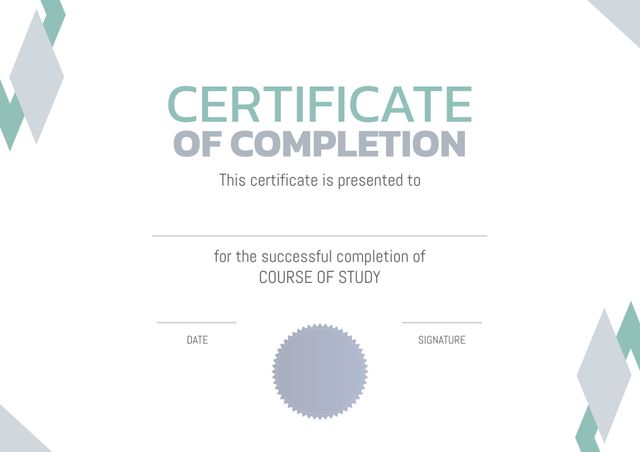 Certificate of Completion Template for Courses and Programs - Download Free Stock Templates Pikwizard.com