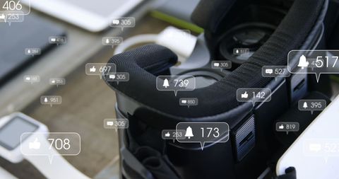 Social Media Icons Overlaying Virtual Reality Tech - Download Free Stock Images Pikwizard.com
