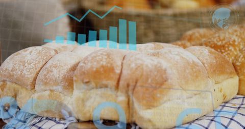 Digital Analytics Overlay with Freshly Baked Bread
