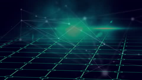 Digital Grid Interface with Connecting Lines and Floating Text