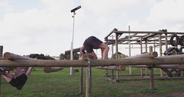 Individuals Training on Outdoor Obstacle Course - Download Free Stock Images Pikwizard.com