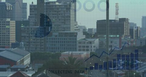Cityscape merging with data analytics interface