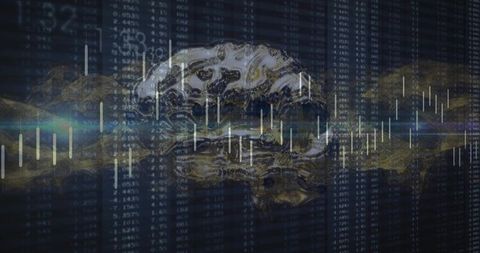 Futuristic Brain Visualization Over Digital Trading Interface