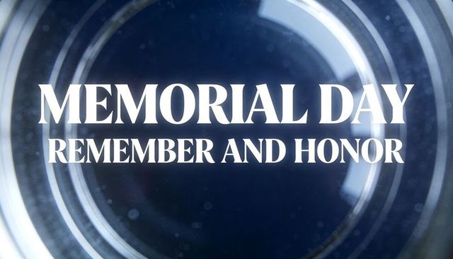 Memorial day remember and honor headline on navy radial lens rings