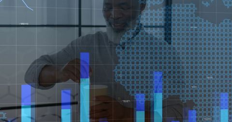 Innovative financial analysis with african american businessman