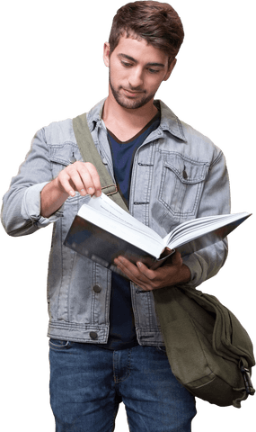 Transparent Male Student Reading With Messenger Bag - Download Free Stock Videos Pikwizard.com