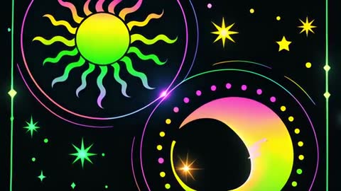 Vibrant Sun and Moon Design With Stars