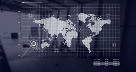 Digital World Map Interface in Modern Office Environment