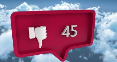 Digital Speech Bubble with Unlike Icon Above Clouds