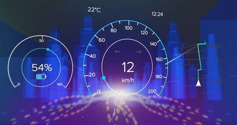 Futuristic Vehicle Heads-Up Display with Digital Interface