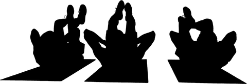 Transparent silhouette of man exercising on fitness mat