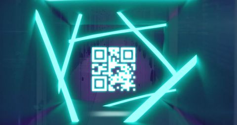 Futuristic Neon QR Code with Data Servers - Download Free Stock Images Pikwizard.com