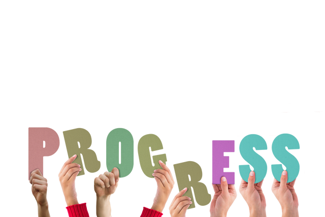 Hands Holding Progress Letters on Transparent Background - Download Free Stock Videos Pikwizard.com