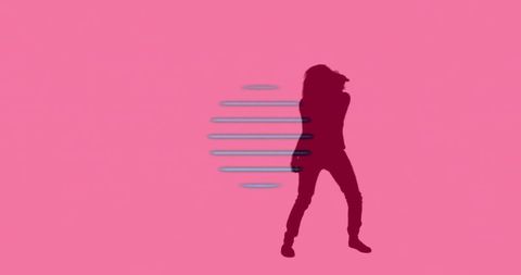 Silhouette of Woman Dancing with Colorful Digital Effects