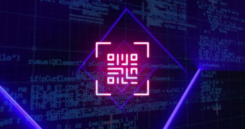 digital qr code hologram on cyber coding background - Download Free Stock Images Pikwizard.com