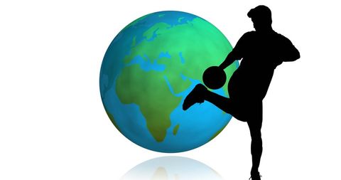 Silhouette of Football Player with Globe