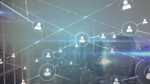 Interactive Cityscape with Network Connections Overlay