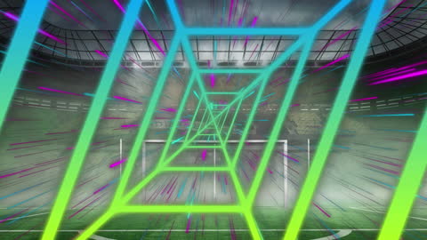 Dynamic Neon Shapes on Futuristic Digital Playground