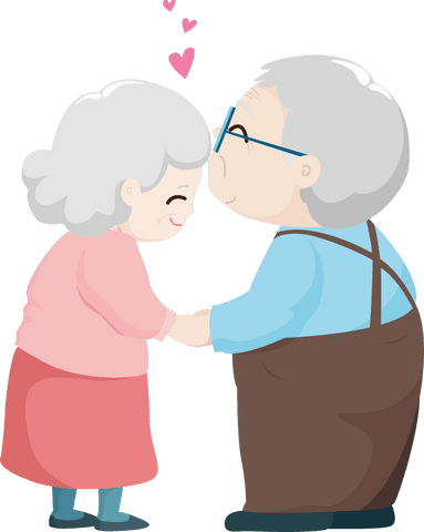 Endearing senior couple in love transparent illustration
