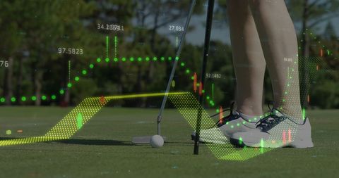 Digital Data Technology Overlaying Golfer at Course - Download Free Stock Images Pikwizard.com