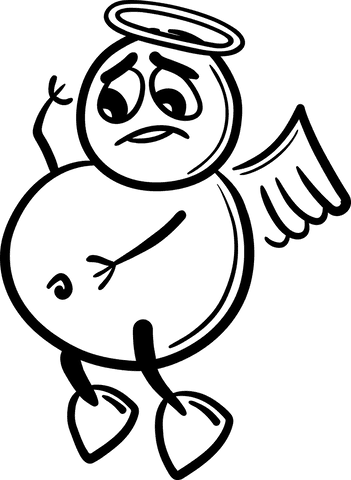 Elegant black silhouette of angel with transparent wings