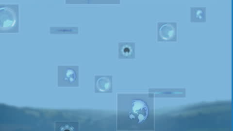 Digital Data Interfaces Over Scenic Mountain Landscape