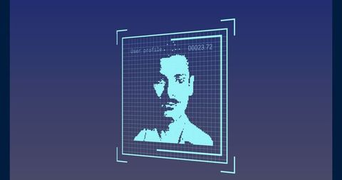 floating holographic interface displaying virtual face id - Download Free Stock Images Pikwizard.com