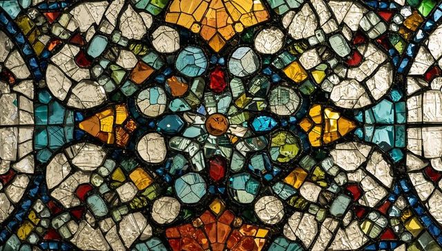 Vibrant Tesserae Glass Mosaic Decorating Building Window