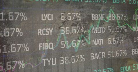 Abstract financial trading board display with digital graph overlay