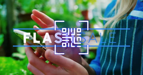 Flash Sale Announcement with QR Code and Smartphone Use