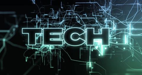 futuristic glowing tech typography with digital circuit background - Download Free Stock Images Pikwizard.com
