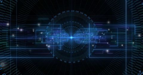 Futuristic Blue Orb and Digital UI with Data Lines and Particles