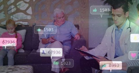 Professional doctor reviewing notes in modern waiting room