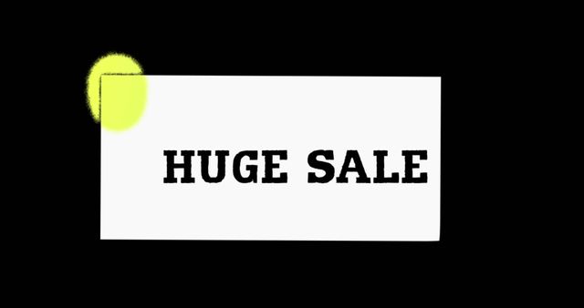 Image of huge sale text and yellow stain on black background. Social media and digital interface concept digitally generated image.