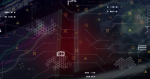 Futuristic Geometric Patterns and Digital Brain AI Concept