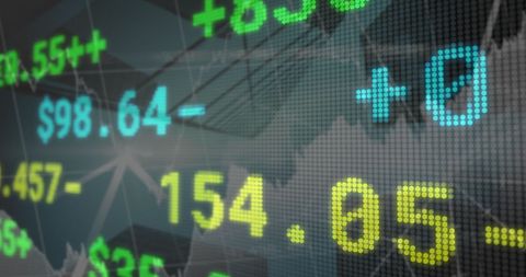 Digitized Stock Market Display on Financial District Building - Download Free Stock Images Pikwizard.com