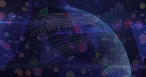 Digital Network and Data Processing Over Planet Earth - Download Free Stock Images Pikwizard.com
