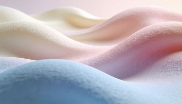 Pastel velvet waves flowing over soft textured undulating ridges minimal serene background