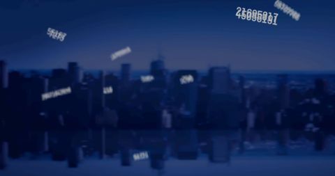 Digital code over cityscape at night enhancing futuristic concept