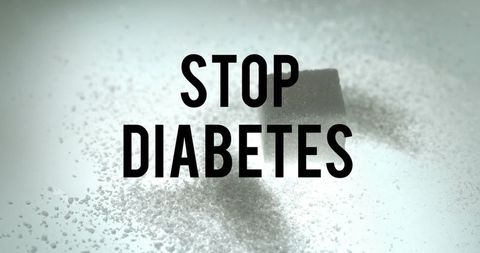 Stop diabetes awareness with sugar cube symbolism
