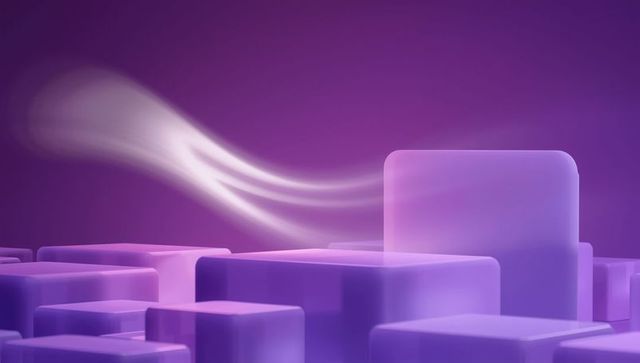 Abstract digital cuboids in futuristic purple gradient