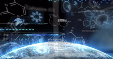 Digital Interface of Scientific Data Over Earth - Download Free Stock Images Pikwizard.com