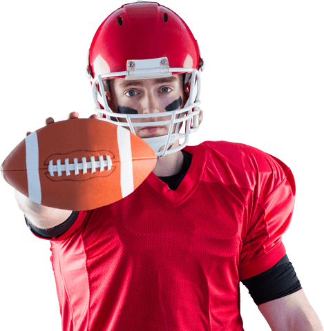 American Football Player Holding Ball Transparent Perspective