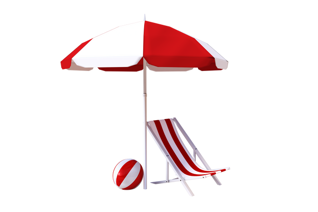 Transparent Summer Set With Umbrella, Deckchair And Beach Ball - Download Free Stock Videos Pikwizard.com