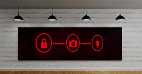 Digital interface displayed on modern screen in room