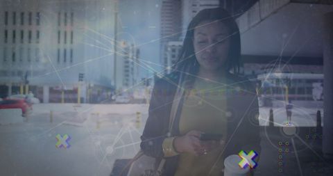 Connected Woman Exploring Networking Technology Concepts Outdoors