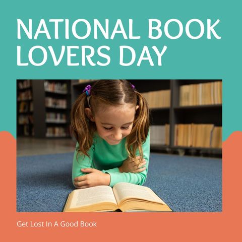 Young Girl Reading Book on National Book Lovers Day in Library - Download Free Stock Templates Pikwizard.com